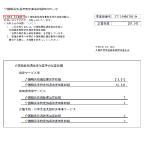 処遇改善加算のお知らせ（介護保険）