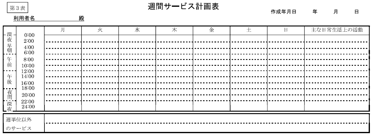 3表（ケアプラン標準様式）